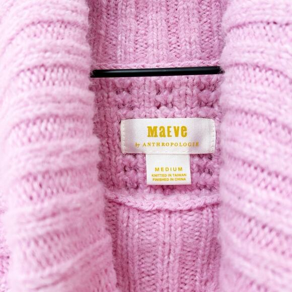 Anthropologie Maeve Turtleneck Pullover Chunky Knit Sweater Bubblegum Pink sz M - Picture 10 of 12